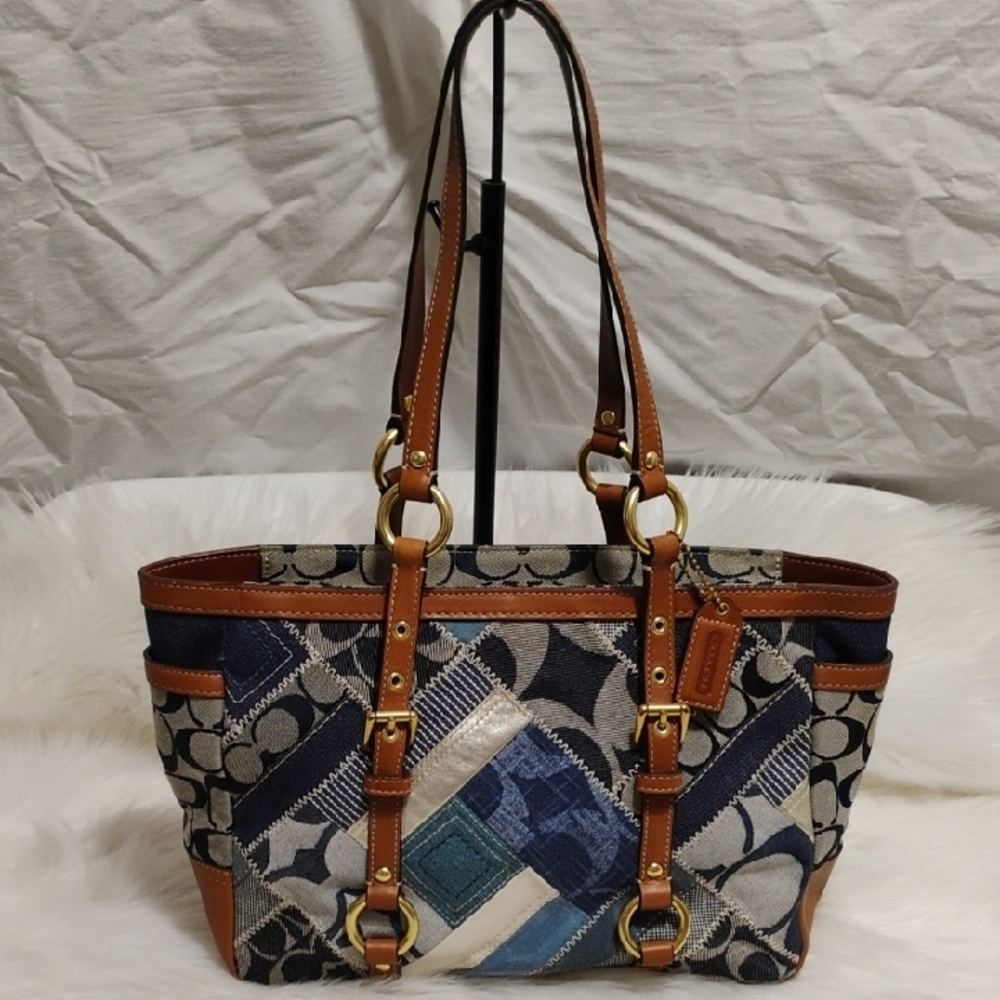 Flash Sale! Coach Blue Denim Patchwork Leather Tr… - image 1